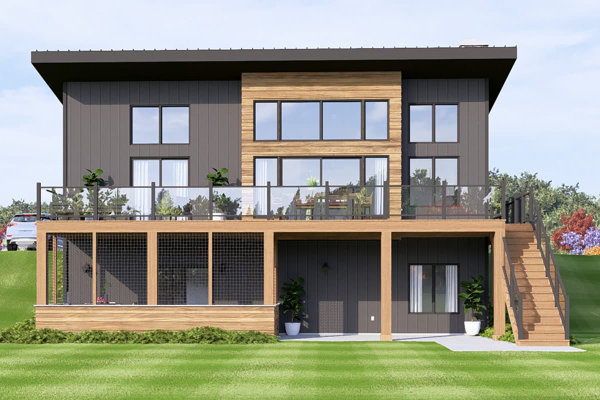 Plan 135432GRA: Coastal Contemporary House Plan with Two Master Suites and Wraparound Porch - Image #1 - Coastal, Coastal Contemporary, Contemporary, Mountain