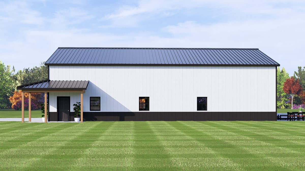 Plan 135433GRA: Barndominium House Plan with Massive Four-Car Garage and Workshop - Image #2 - Barndominium, Country