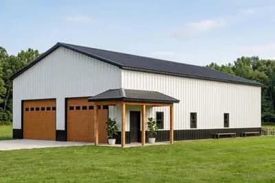 Barndominium House Plan with Massive Four-Car Garage and Workshop