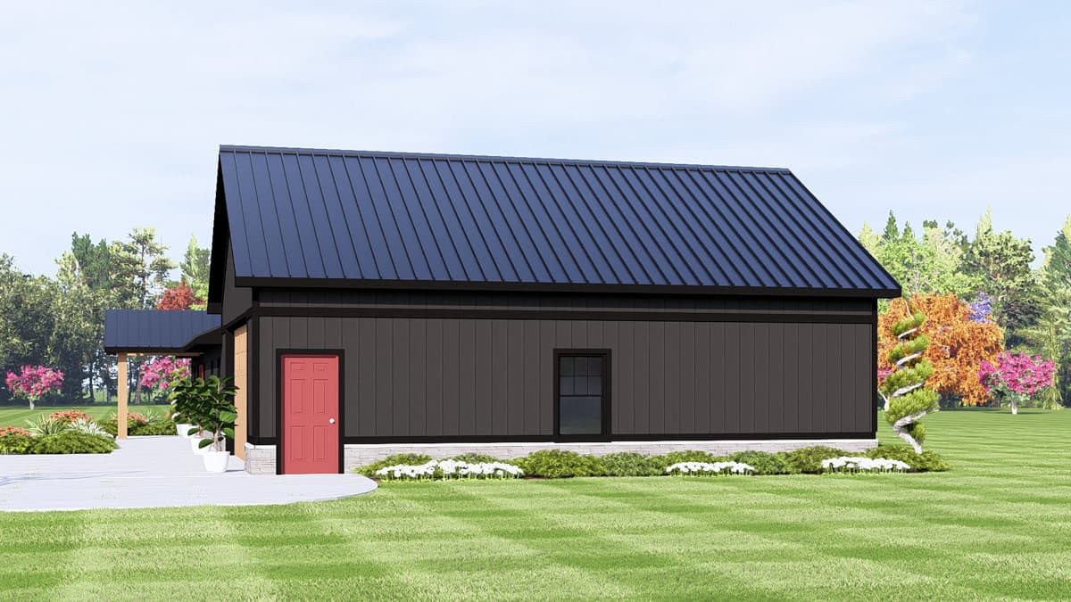 Plan 135434GRA: Modern Barndominium House Plan with 3 Bedrooms and Workshop - Image #3 - Barndominium, Craftsman, Modern Farmhouse, New American, Ranch