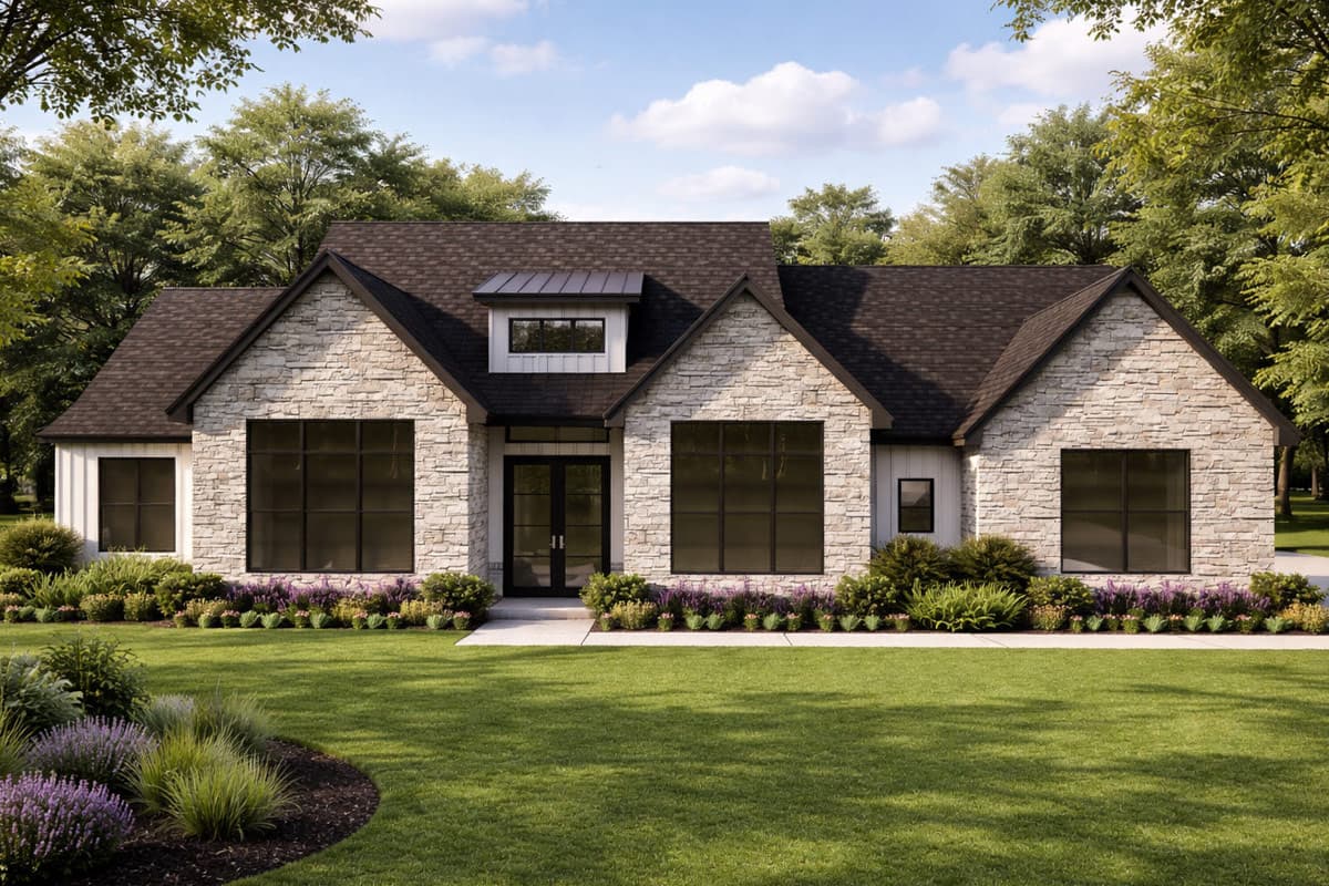 Plan image - 880014HLN:Modern New American House Plan with 4 Bedrooms and Spacious Rear Porch