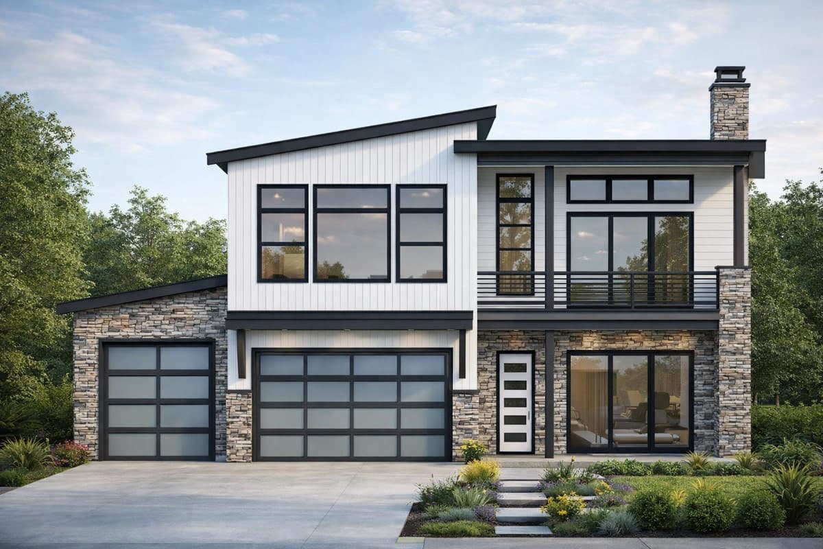 Plan image - 370054SEN:Modern Contemporary House Plan with Four Bedrooms and Three-Car Garage