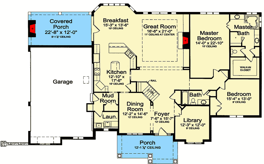 Plan 39068ST: One-Story House Plan with Lower Level Expansion - Floor Plan - Main Level - Craftsman, Traditional