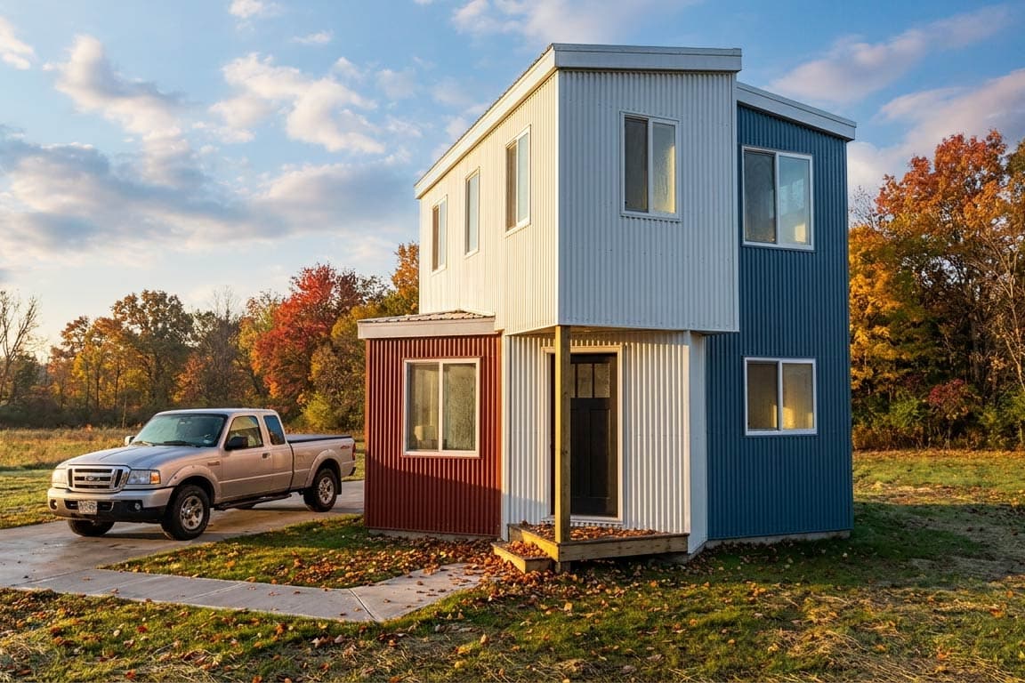 Plan 431004BOX: Boxes-Built Modern Cottage-Style Tiny House Plan with One Bedroom - Image #2 - Contemporary, Modern, Mountain, Transitional, Vacation