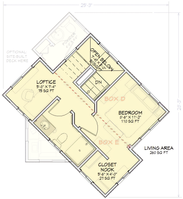 Plan 431004BOX: Boxes-Built Modern Cottage-Style Tiny House Plan with One Bedroom - Floor Plan - Image #12 - Contemporary, Modern, Mountain, Transitional, Vacation