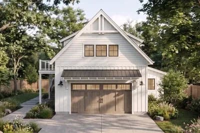 Carriage House Plan with One Bedroom and Spacious Workshop