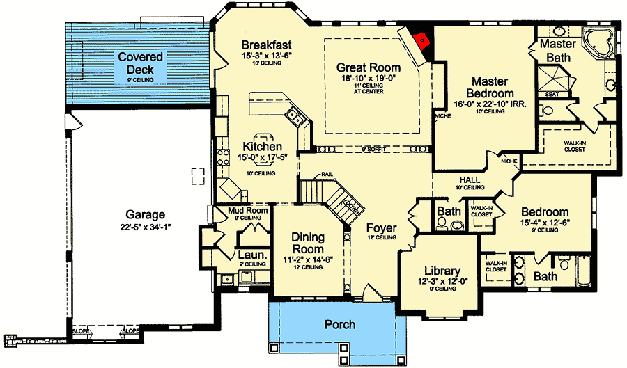 Plan 39073ST: One-Story House Plan with Complimentary Lower Level for Expansion - Floor Plan - Main Level - Traditional