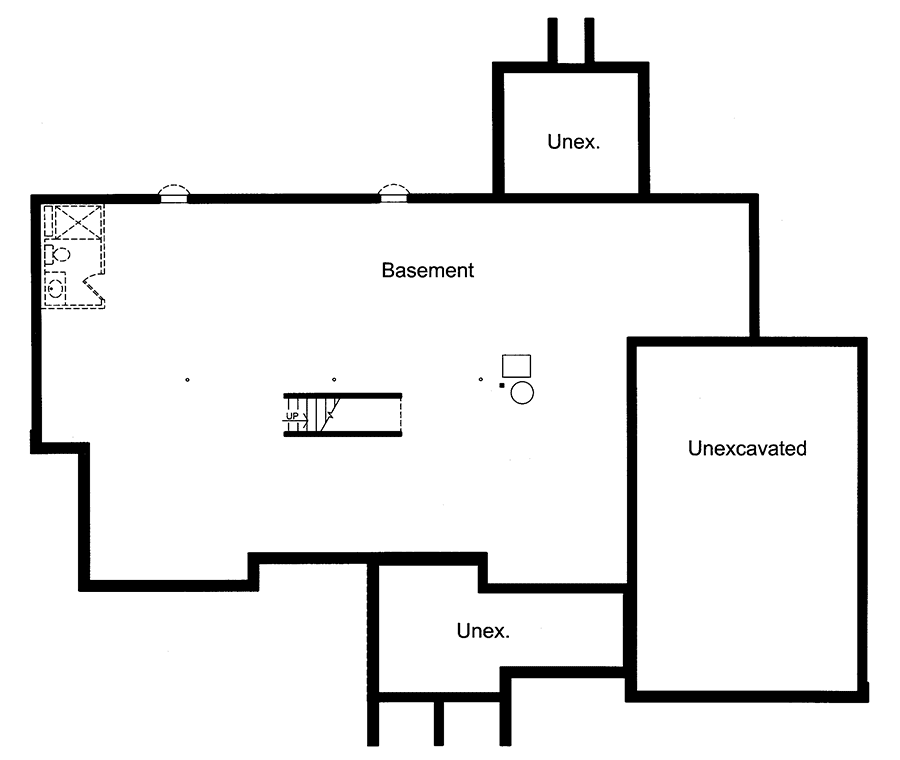 Plan 39080ST: One-Story House Plan with a Covered Rear Porch - Floor Plan - Lower Level - Craftsman