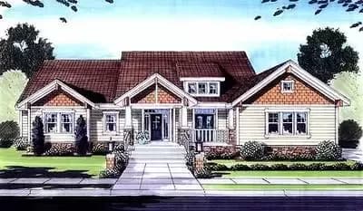 One-Story House Plan with a Covered Rear Porch