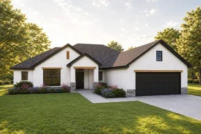 European Ranch House Plan with 3 Bedrooms and 1,847 Square Feet