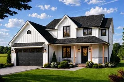 Modern Farmhouse House Plan with 4 Bedrooms and Wraparound Porch