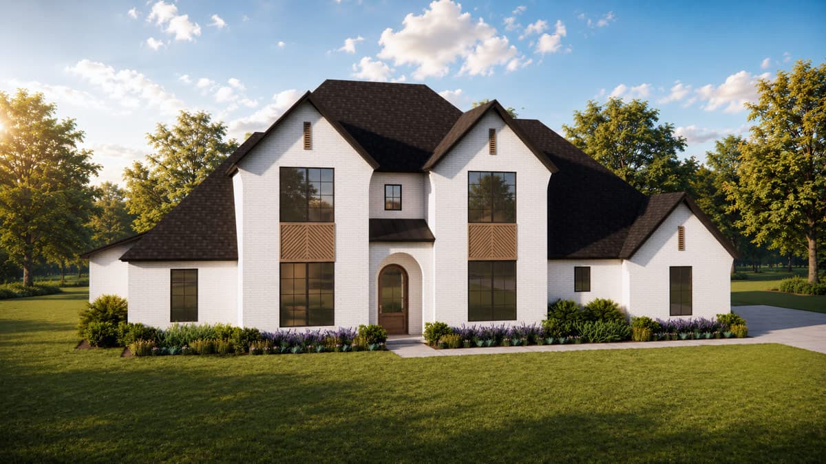 Plan 880017HLN: European French Country House Plan with 4-5 Bedrooms and Side-Entry Garage - Image #2 - European, French Country, Modern, Transitional