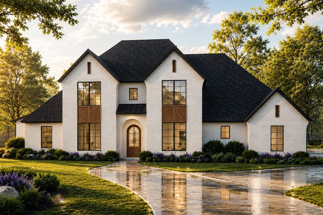 Plan image - 880017HLN:European French Country House Plan with 4-5 Bedrooms and Side-Entry Garage