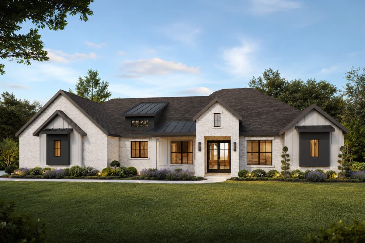 Transitional House Plan with 4 Bedrooms and Open Living Space