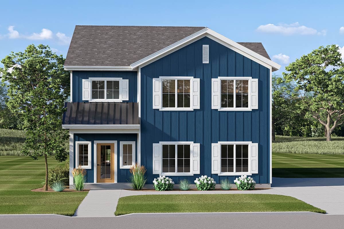 Plan 623654DJ: 3-Bed Modern Farmhouse Plan with Side-Entry Garage and Upstairs Master Suite - Image #3 - Country, Modern Farmhouse, New American, Traditional