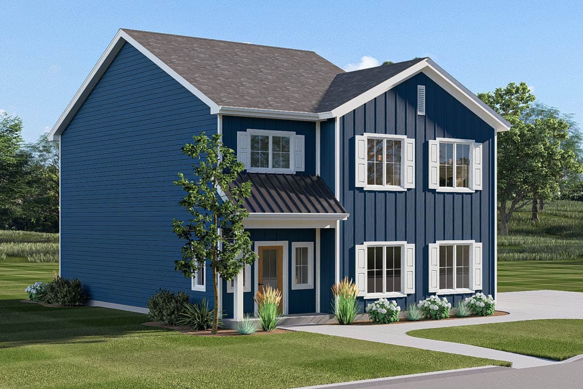 Plan 623654DJ: 3-Bed Modern Farmhouse Plan with Side-Entry Garage and Upstairs Master Suite - Image #4 - Country, Modern Farmhouse, New American, Traditional