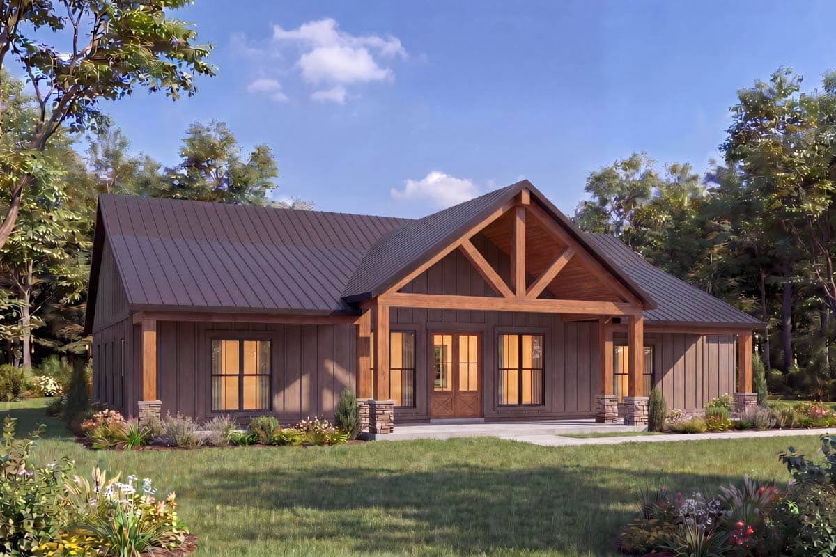 Plan 56575SM: 4-Bed Barndominium-Style Ranch with Vaulted Ceilings, Jack & Jill Bath & 2-Car Garage - Image #10 - Barndominium, Country, Craftsman, Modern Farmhouse, Ranch, Rustic