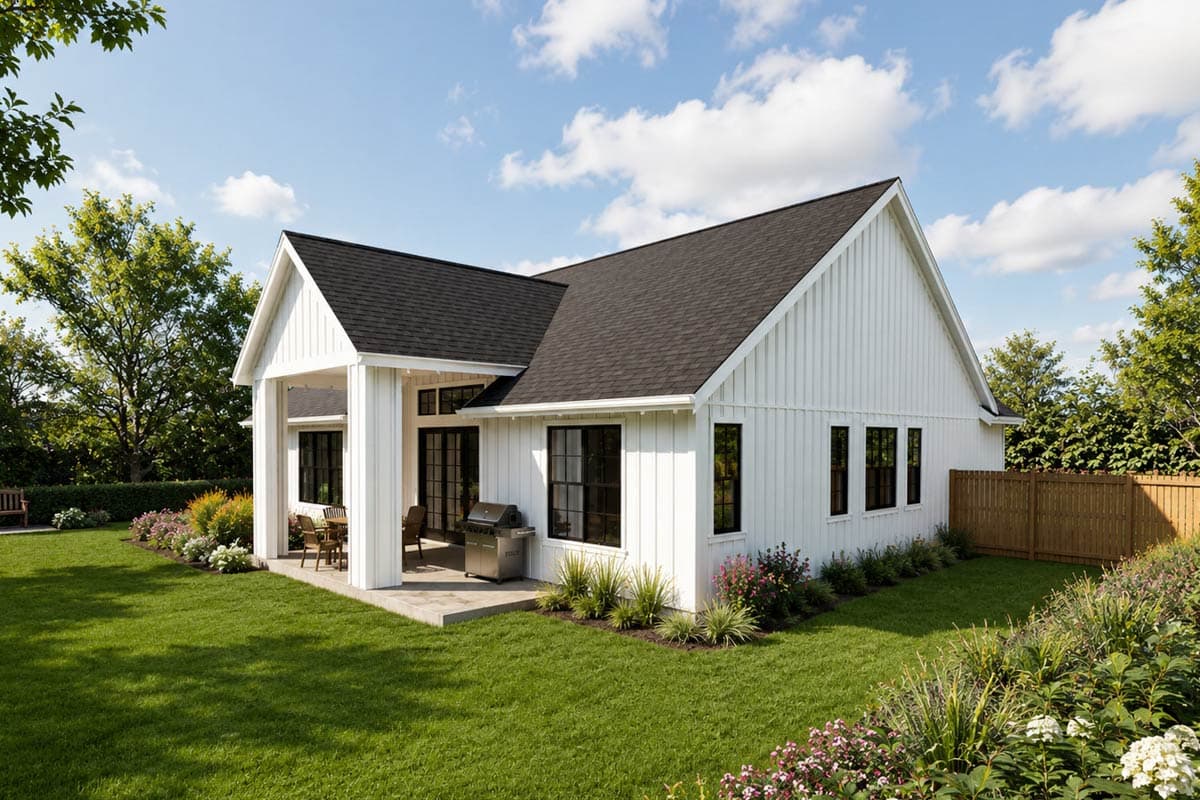 Plan 69920AM: Modern Farmhouse House Plan with 3 Bedrooms and 2 Car Garage - Image #3 - Country, Farmhouse, Modern Farmhouse, New American