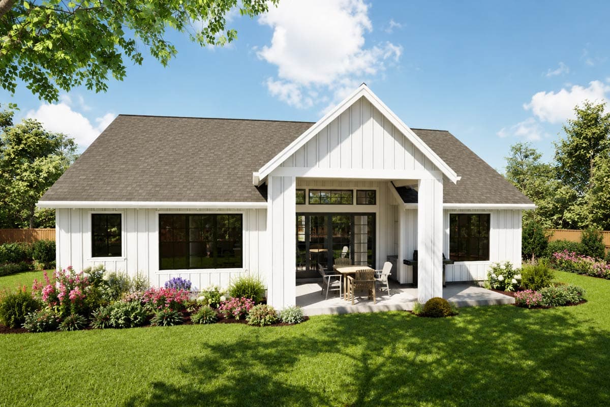 Plan 69920AM: Modern Farmhouse House Plan with 3 Bedrooms and 2 Car Garage - Image #4 - Country, Farmhouse, Modern Farmhouse, New American