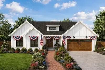 Modern Farmhouse House Plan with 3 Bedrooms and 2 Car Garage