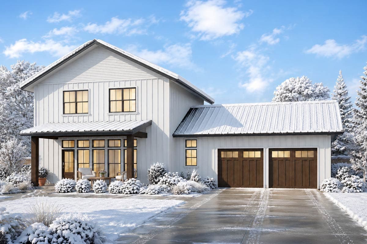 Plan 69922AM: Two-Story Farmhouse House Plan with 3 Bedrooms and Attached 2-Car Garage - Image #5 - Country, Farmhouse, Modern Farmhouse, New American
