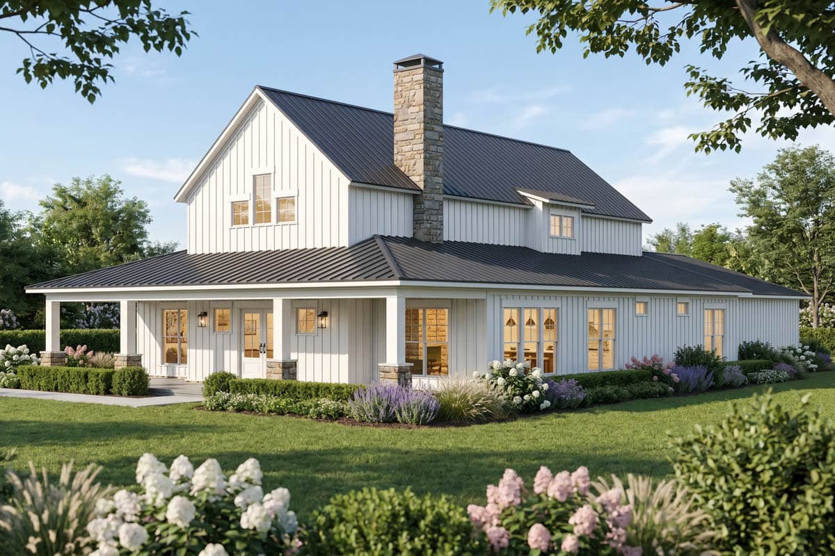 Plan 70977MK: Charming Farmhouse House Plan with Three Bedrooms and Expansive Porch - Image #3 - Country, Farmhouse