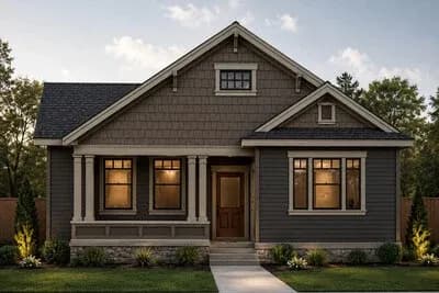 Charming Craftsman Bungalow House Plan with Three Bedrooms and Three-Car Garage