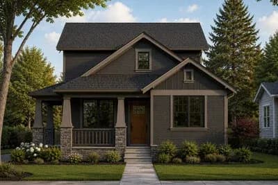Craftsman House Plan with 4 Bedrooms and Rear Entry Garage