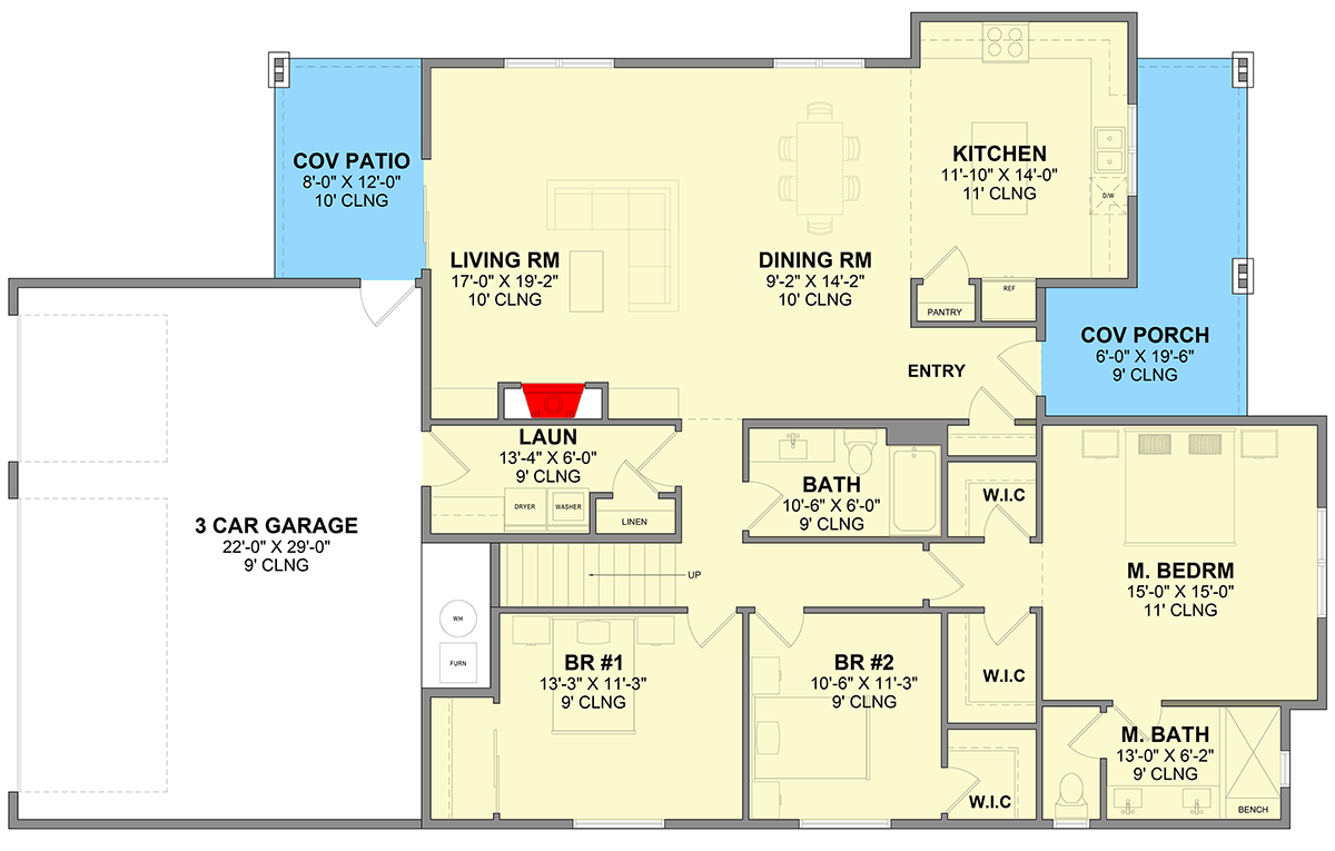 Plan 246034DLR: New American Four-Bedroom House Plan with Three-Car Garage - Floor Plan - Image #5 - New American, Northwest
