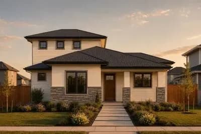 New American Four-Bedroom House Plan with Three-Car Garage