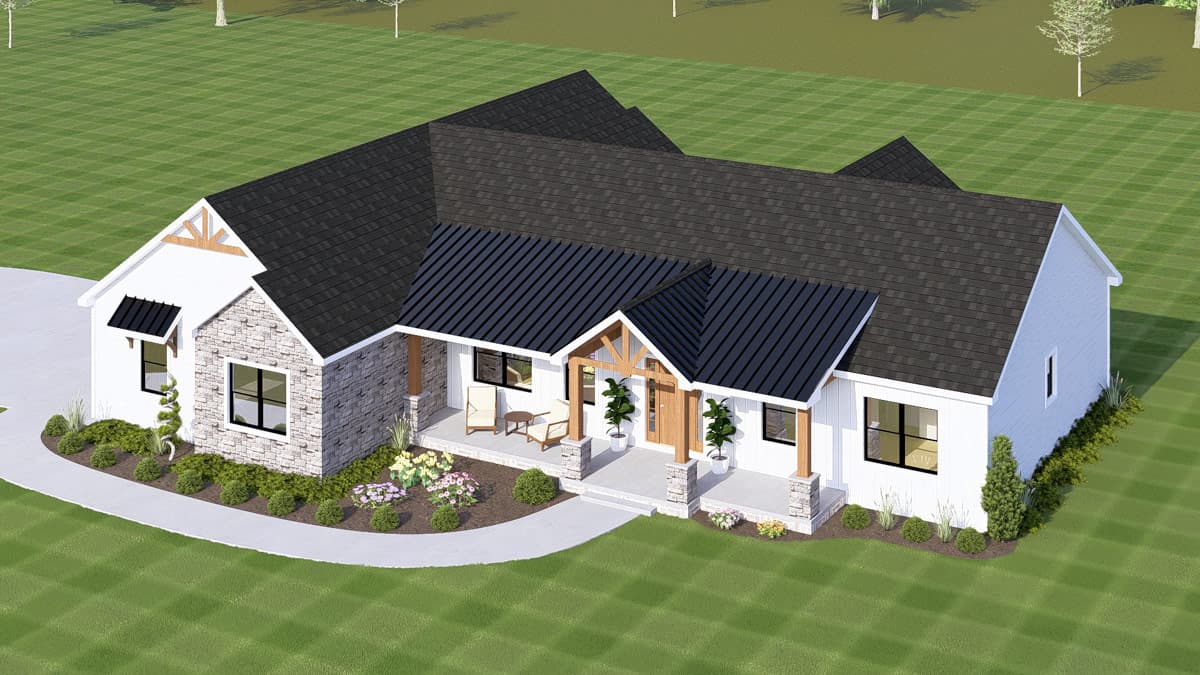 Plan 135439GRA: Modern Farmhouse Ranch House Plan with Three Bedrooms and Three-Car Garage - Image #6 - Country, Craftsman, Modern Farmhouse, Ranch, Traditional