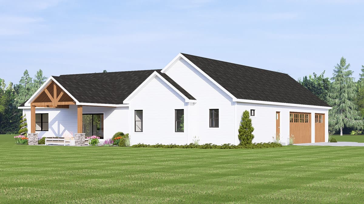 Plan 135439GRA: Modern Farmhouse Ranch House Plan with Three Bedrooms and Three-Car Garage - Image #4 - Country, Craftsman, Modern Farmhouse, Ranch, Traditional