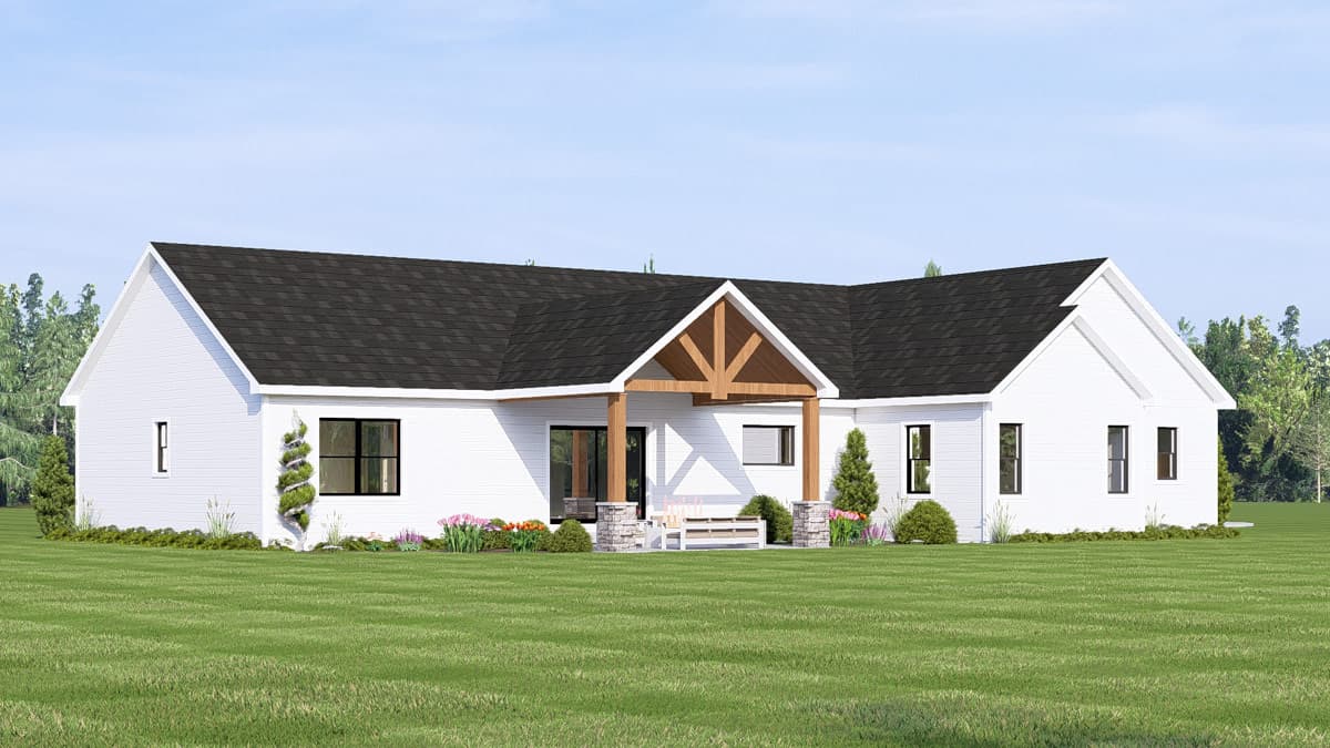 Plan 135439GRA: Modern Farmhouse Ranch House Plan with Three Bedrooms and Three-Car Garage - Image #3 - Country, Craftsman, Modern Farmhouse, Ranch, Traditional