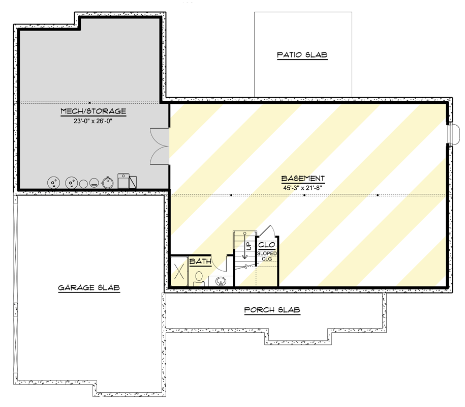 Plan 135439GRA: Modern Farmhouse Ranch House Plan with Three Bedrooms and Three-Car Garage - Floor Plan - Optionally Finished Basement - Country, Craftsman, Modern Farmhouse, Ranch, Traditional