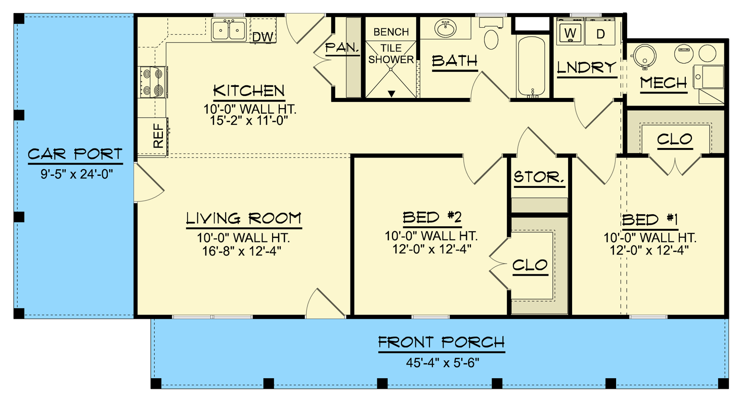 Plan 135440GRA: New American Barn-Style House Plan with Two Bedrooms - Floor Plan - Image #15 - Country, New American