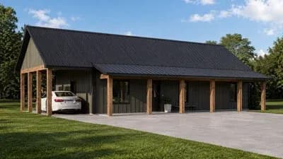 New American Barn-Style House Plan with Two Bedrooms