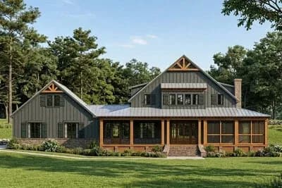Modern Farmhouse House Plan with 4 Bedrooms and 3-Car Garage