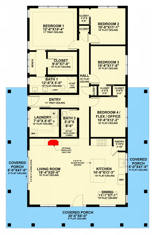 Plan 421042HFC: Coastal Barndominium House Plan with Wraparound Porch - Floor Plan - Image #6 - Barndominium, Cape Cod, Coastal, Shingle