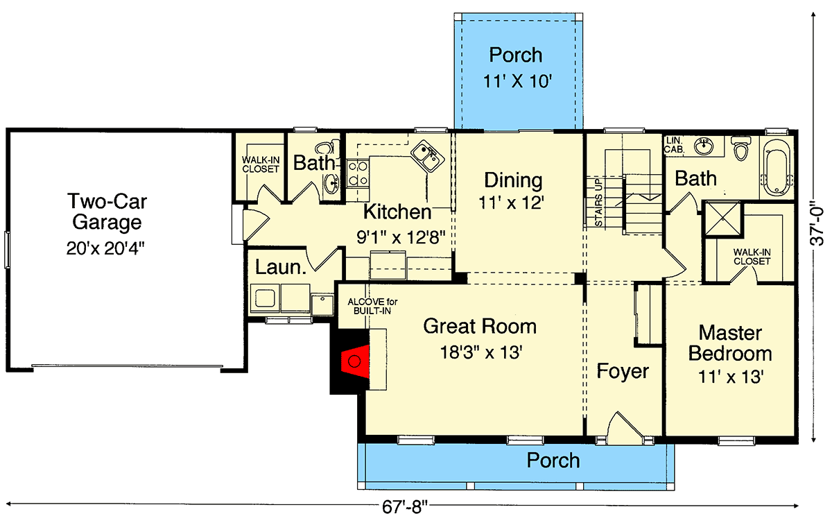 Plan 39091ST: Attractive Brick And Siding Facade - Floor Plan - Main Level - Country