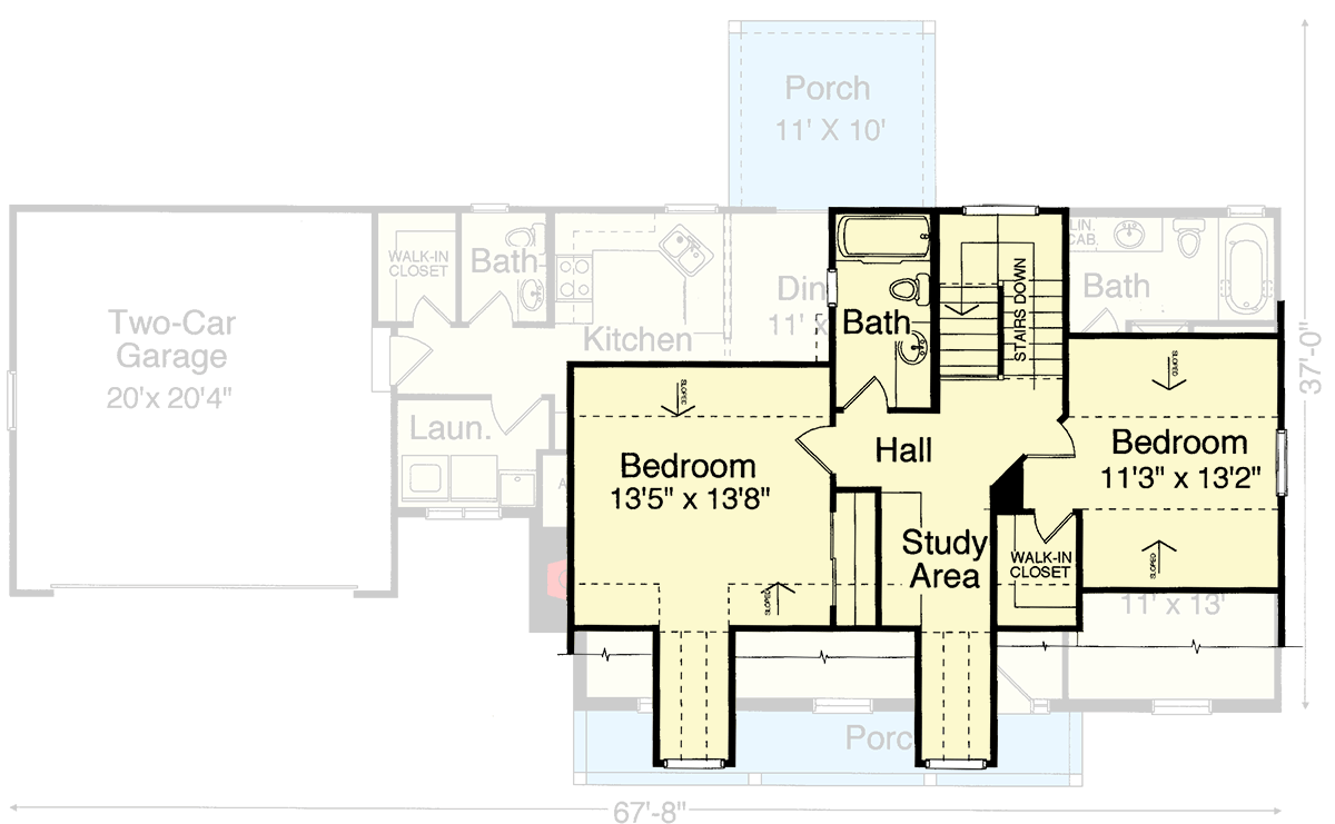 Plan 39091ST: Attractive Brick And Siding Facade - Floor Plan - 2nd Floor - Country