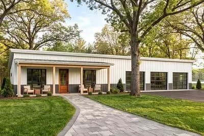Sleek Barndominium House Plan Featuring Expansive Three-Car Garage and Flexible Layout