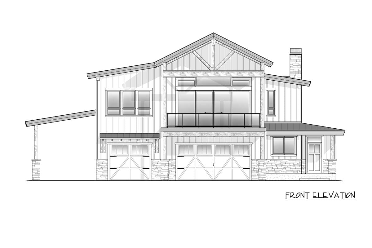 Plan 246036DLR: Rustic Mountain House Plan with 4 Bedrooms and Expansive Garage - Image #4 - Barndominium, Cabin, Mountain, Rustic