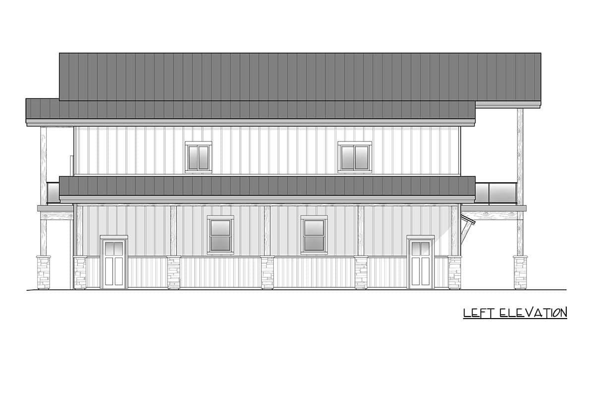 Plan 246036DLR: Rustic Mountain House Plan with 4 Bedrooms and Expansive Garage - Image #5 - Barndominium, Cabin, Mountain, Rustic