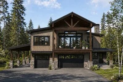 Rustic Mountain House Plan with 4 Bedrooms and Expansive Garage