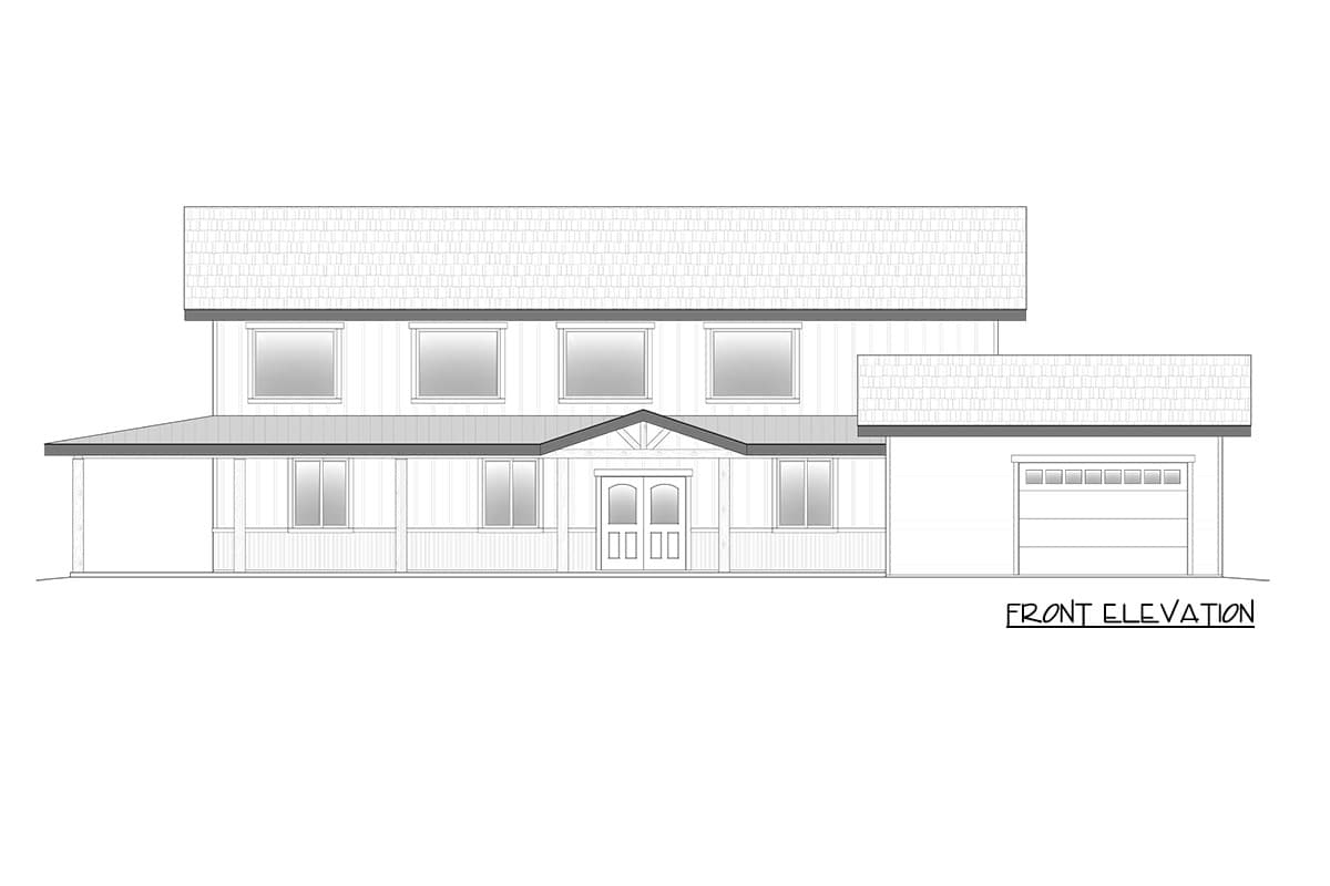Plan 246037DLR: Rustic Mountain Barndominium House Plan with Three Bedrooms and Wraparound Porch - Image #3 - Barndominium, Farmhouse, Mountain, Rustic
