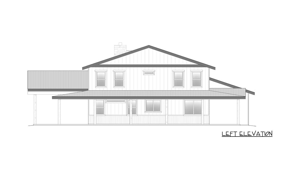 Plan 246037DLR: Rustic Mountain Barndominium House Plan with Three Bedrooms and Wraparound Porch - Image #4 - Barndominium, Farmhouse, Mountain, Rustic