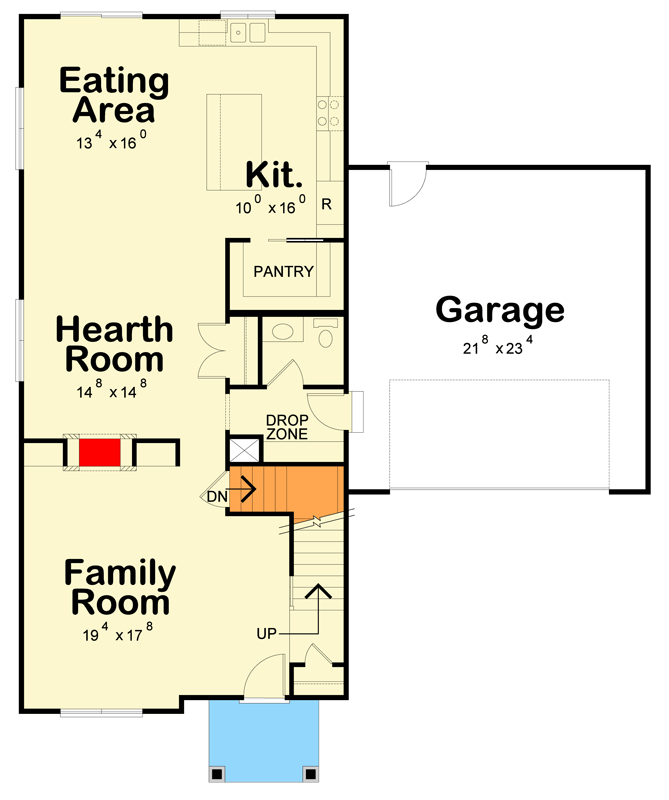 Plan 42768DB: Modern Farmhouse House Plan with 3 Bedrooms and 2370 Square Feet - Floor Plan - Main Level - Farmhouse, Modern Farmhouse, Traditional