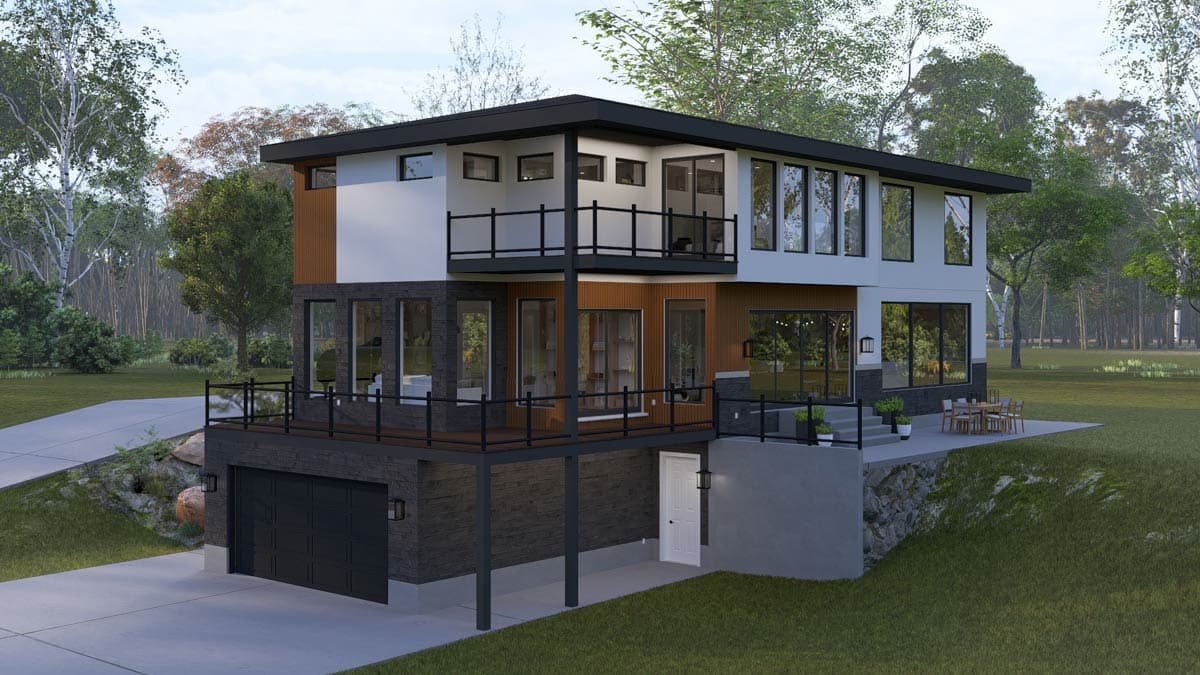 Plan 61759UT: Contemporary Northwest House Plan with 4 Bedrooms and Spacious Rooftop Deck - Image #3 - Contemporary, Modern, Northwest