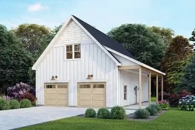 Modern Farmhouse Carriage House Plan with Spacious Bonus Room