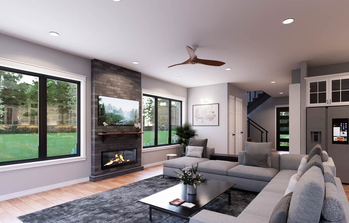 Plan 680687VR: Contemporary Three-Story House Plan with Four Bedrooms and Rooftop Deck - Image #8 - Contemporary, Modern